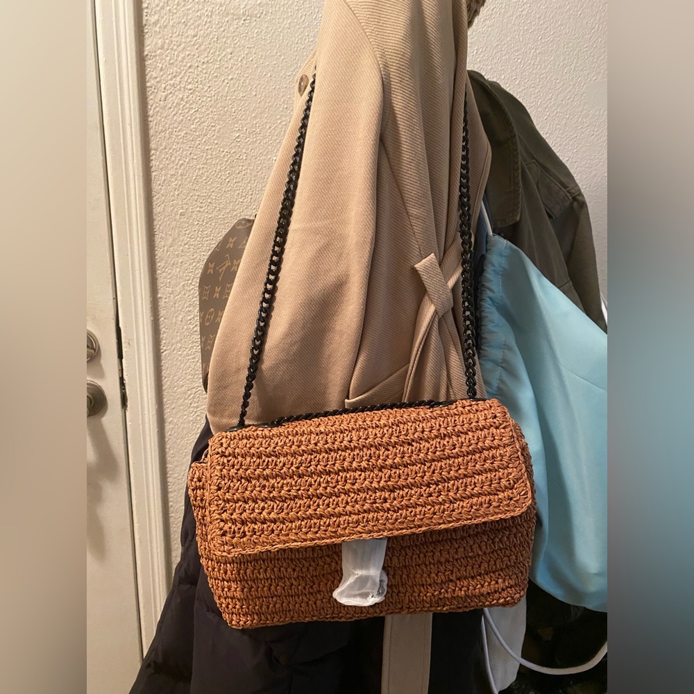Rebecca Minkoff woven flap purse in tan!